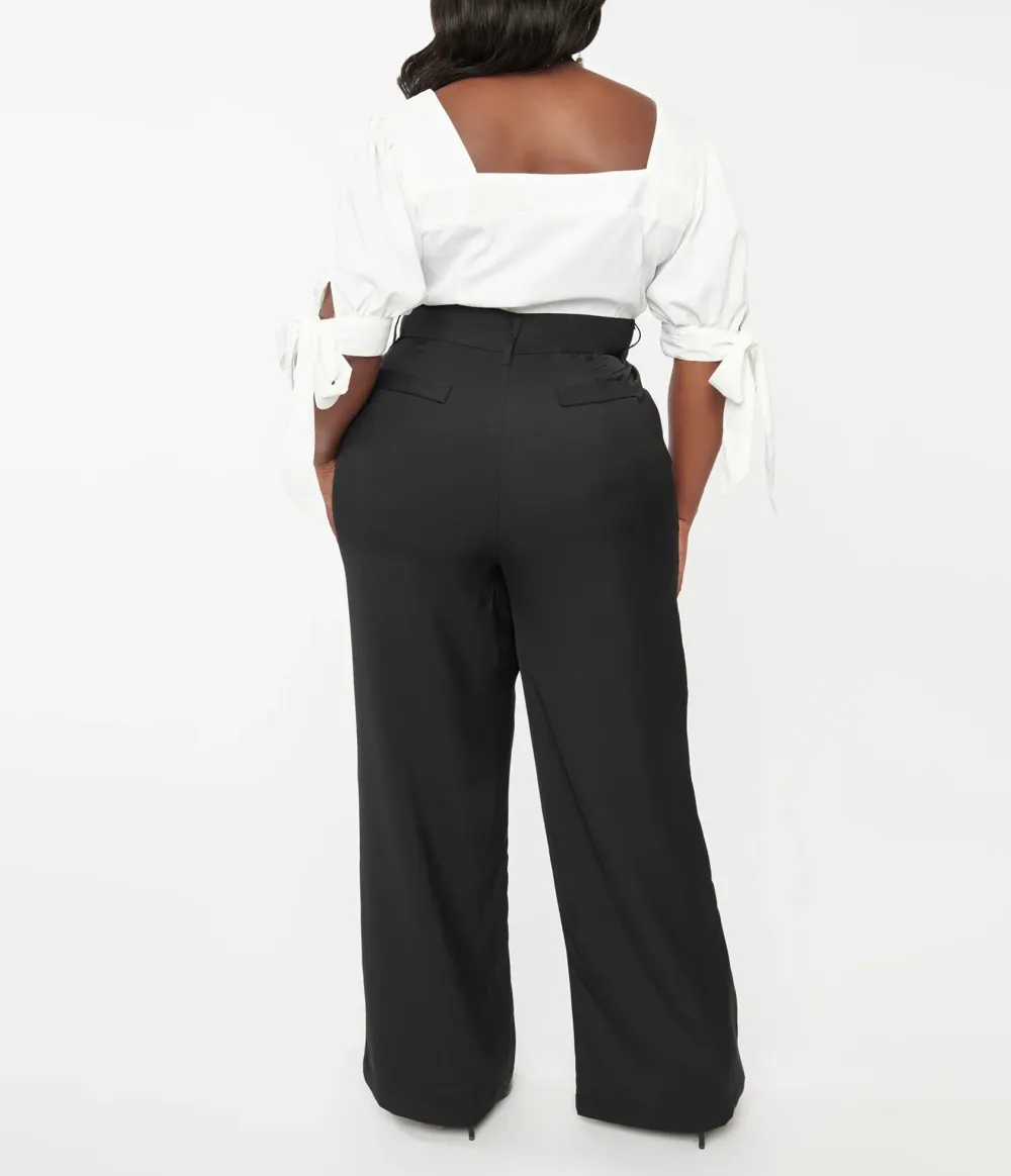 Unique Vintage Plus Size 1940s Black Ginger Pants