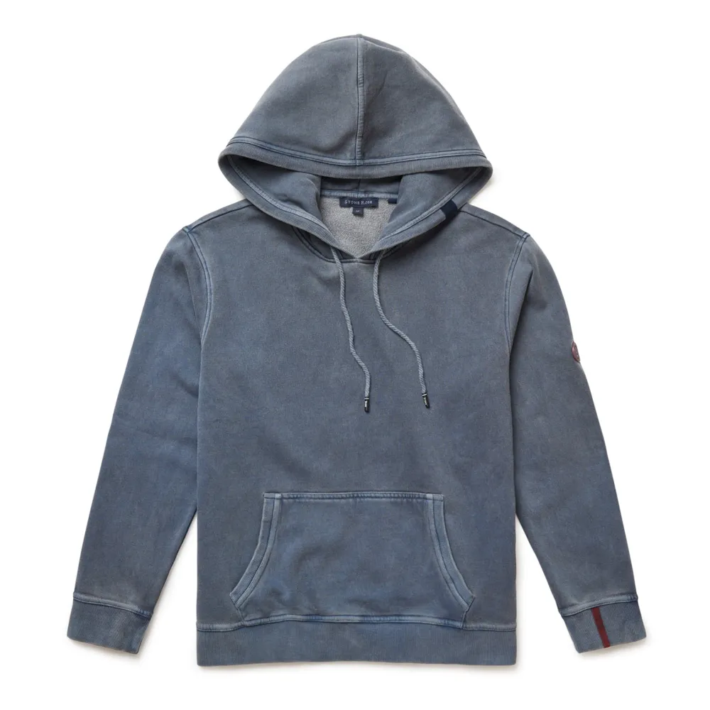 Navy Solid Garment Washed Hoodie