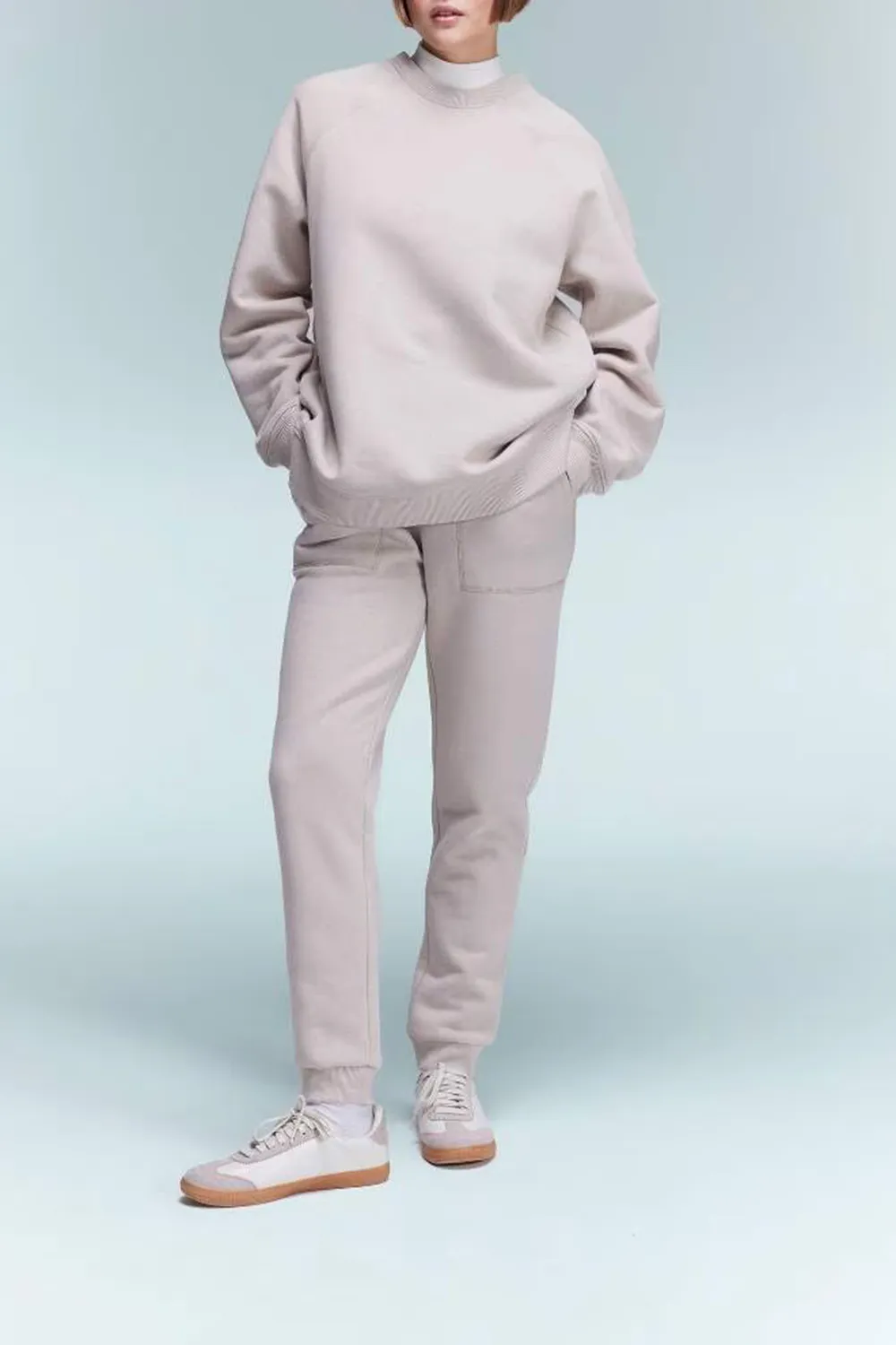 Jogger High Waist Thick Sweatshirt Fabric Trousers