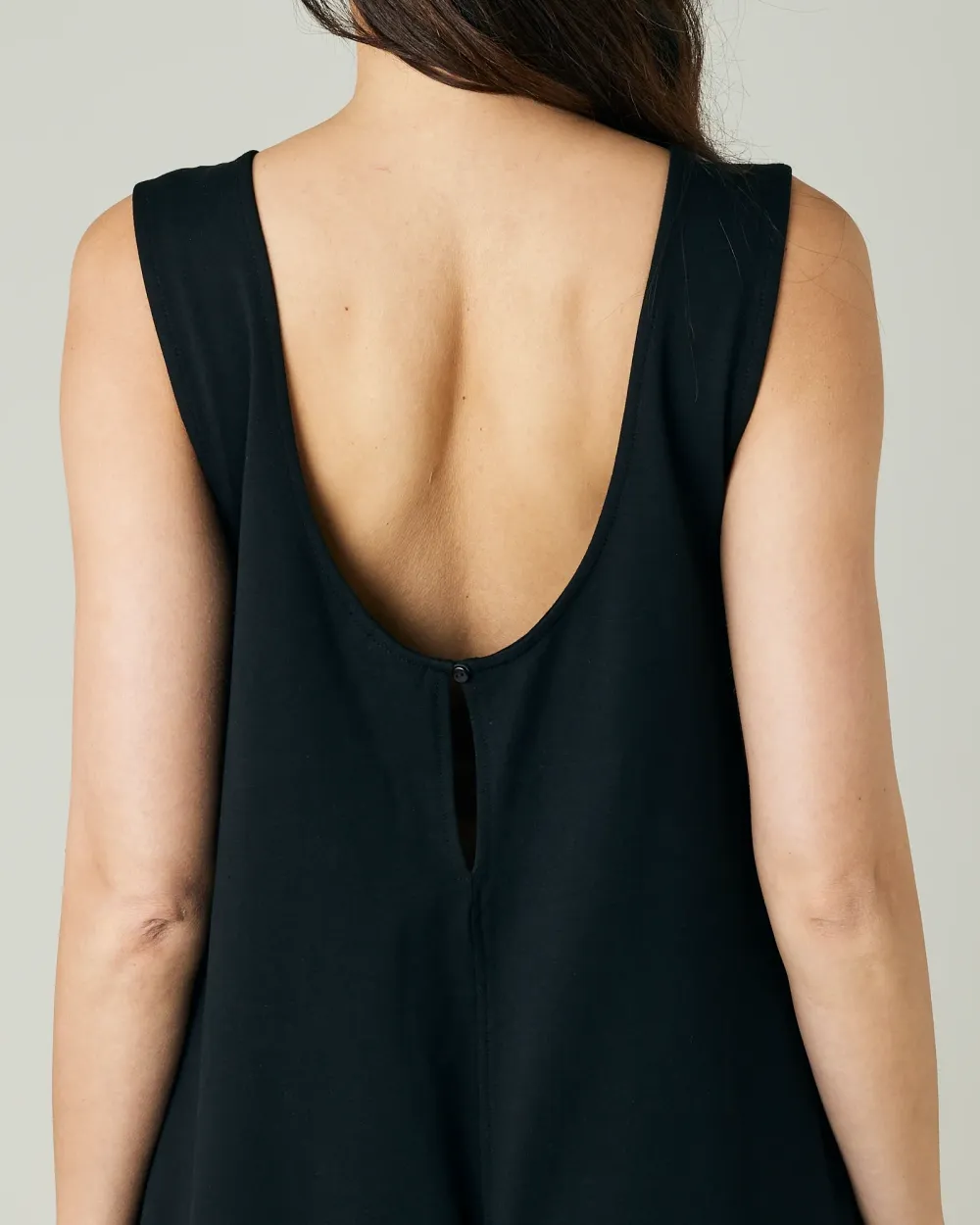 BLACK COTTON JERSEY JUMPSUIT