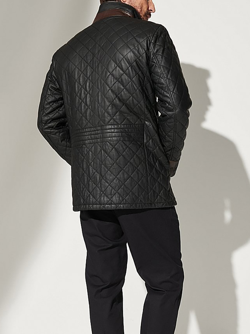 Men's Quilted Leather Coat