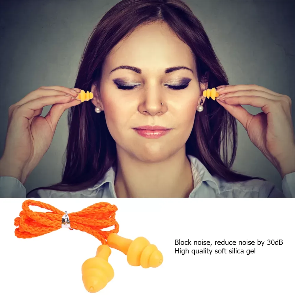 Practical Pro Ear Plugs Durable Multi-functional Sleep Learning Noise Reduction Sound Insulation Earplugs with Rope