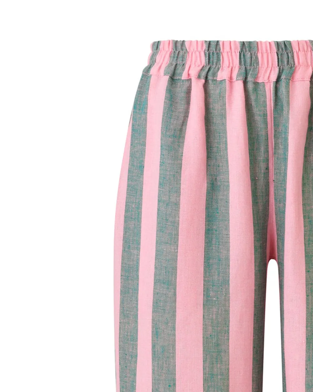 PINK & GREEN STRIPE LINEN TROUSERS