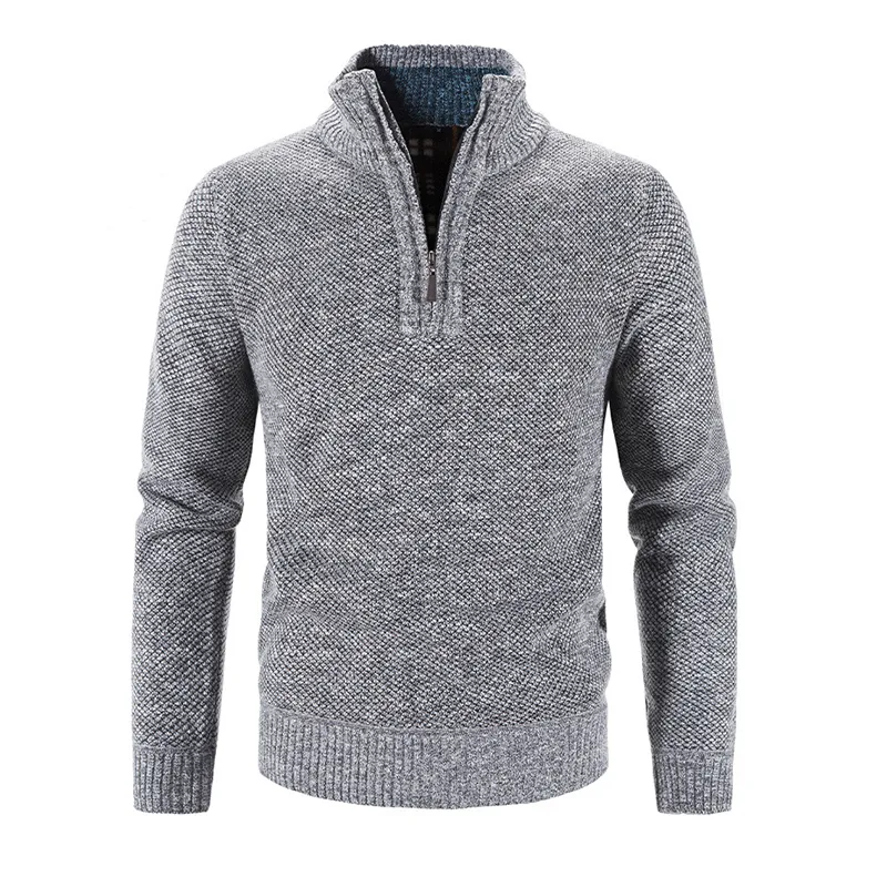 Men's Stand Collar Cashmere Zipper Sweater