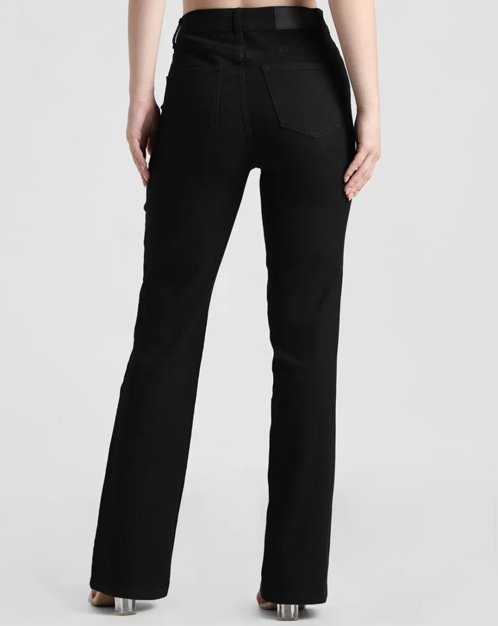 Black High Rise Flared Jeans