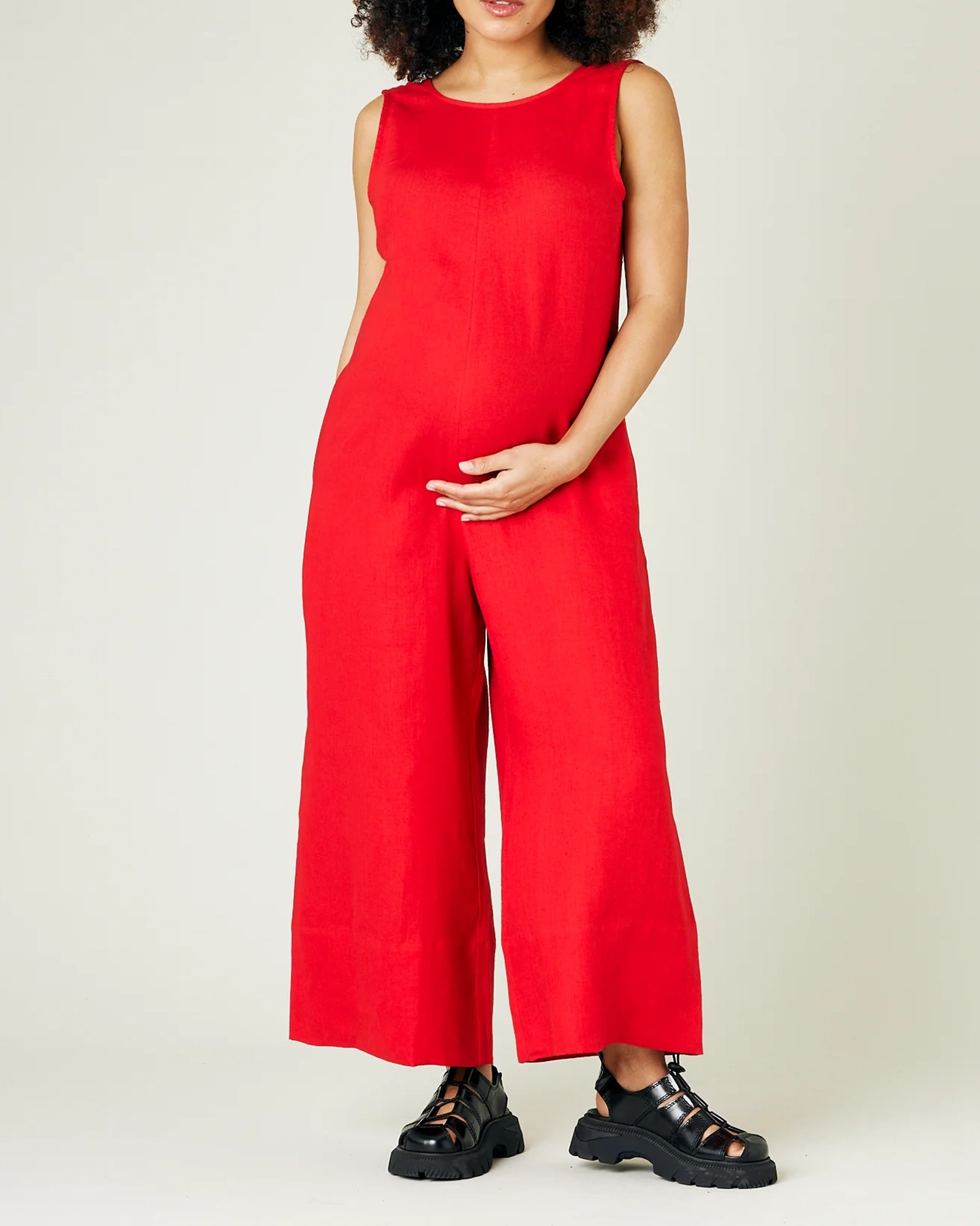 RED LINEN JUMPSUIT