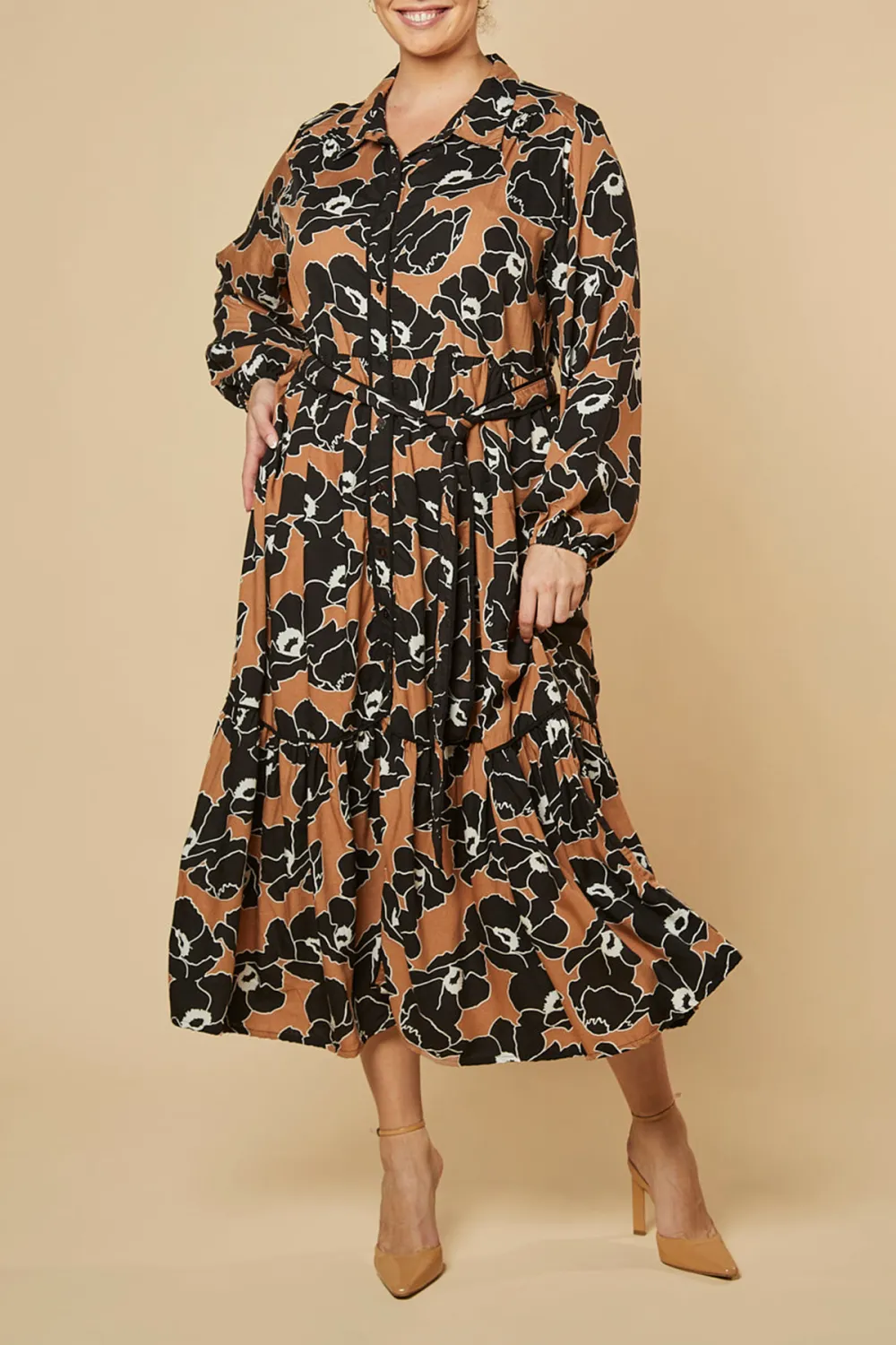 Ginette Billow Sleeve Maxi Dress in Autumn Lily