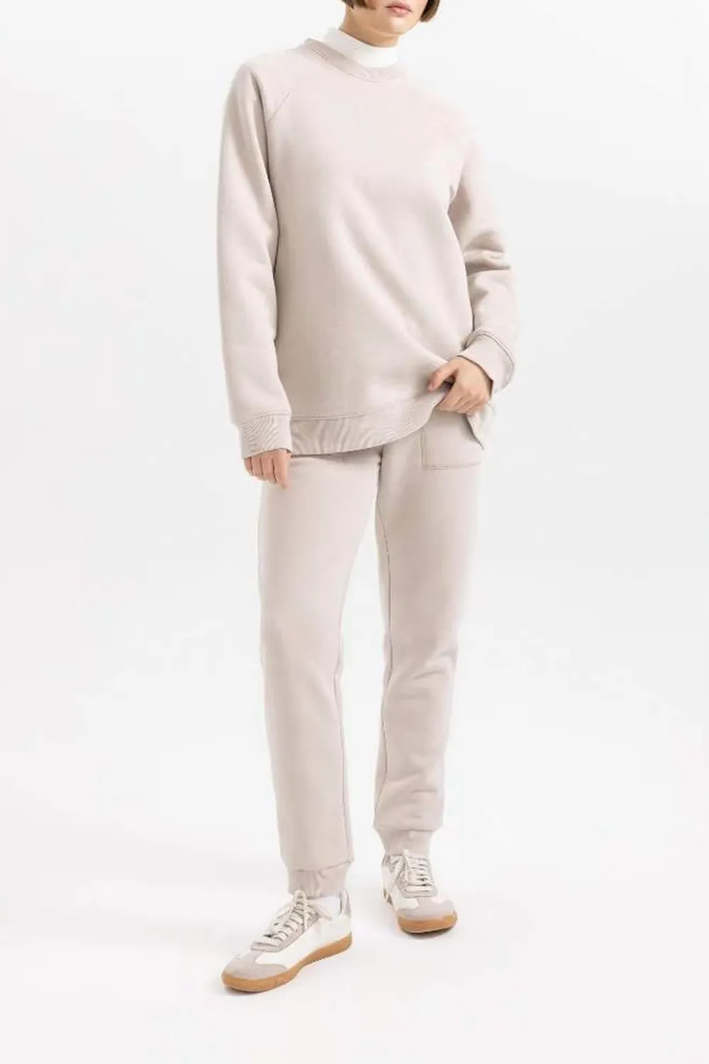 Jogger High Waist Thick Sweatshirt Fabric Trousers