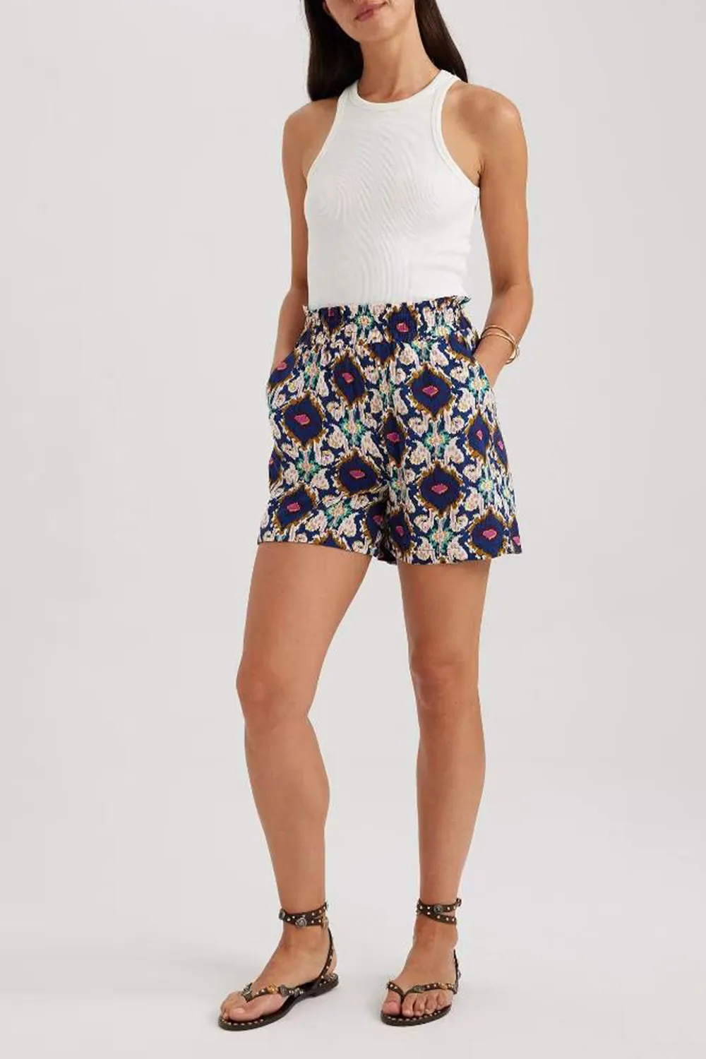 Paperbag Fit Viscose Paperbag Waist Short Leg Shorts