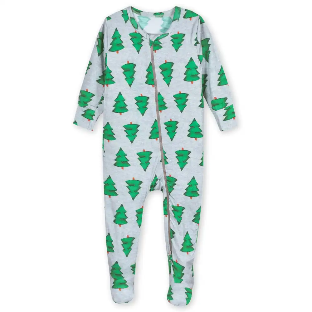 Baby Spruce Buttery Soft Viscose Made from Eucalyptus Snug Fit Footed Holiday Pajamas