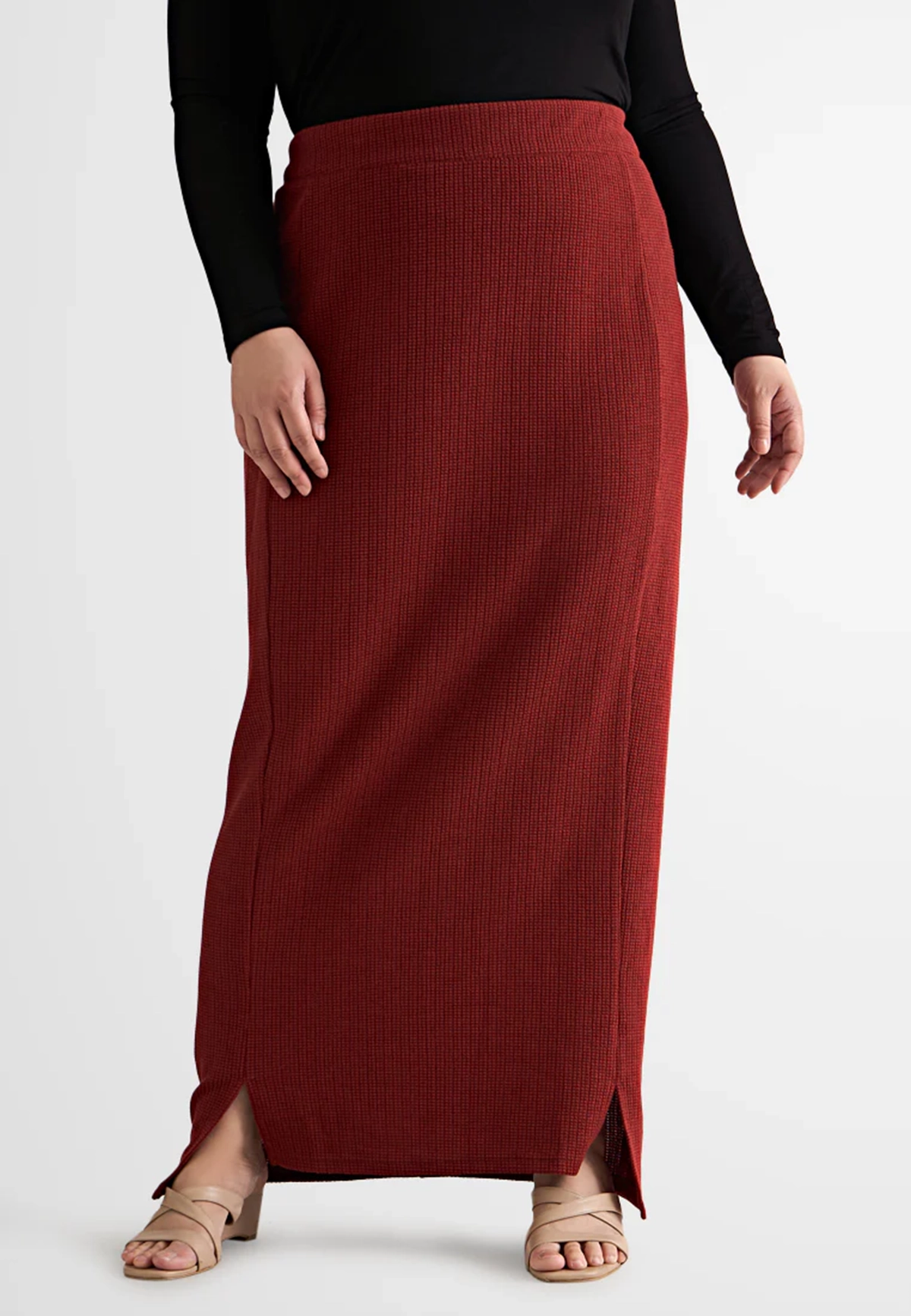 Solid Color Straight Maxi Skirt