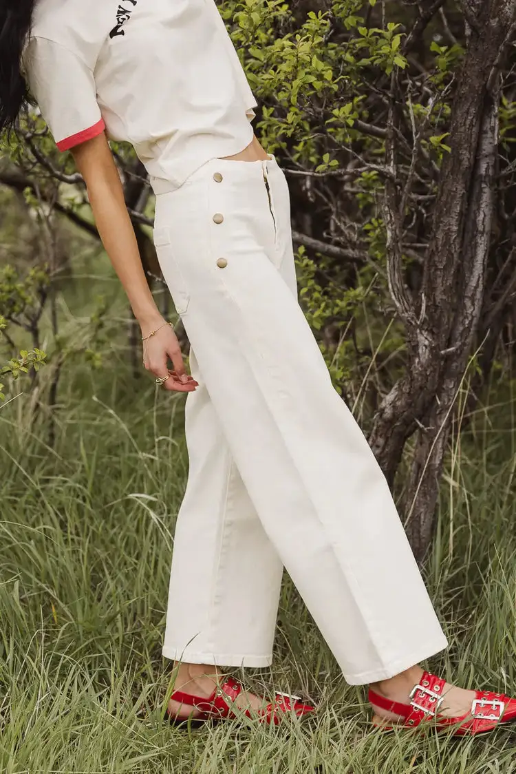 GEORGIA WIDE LEG JEANS IN CREAM