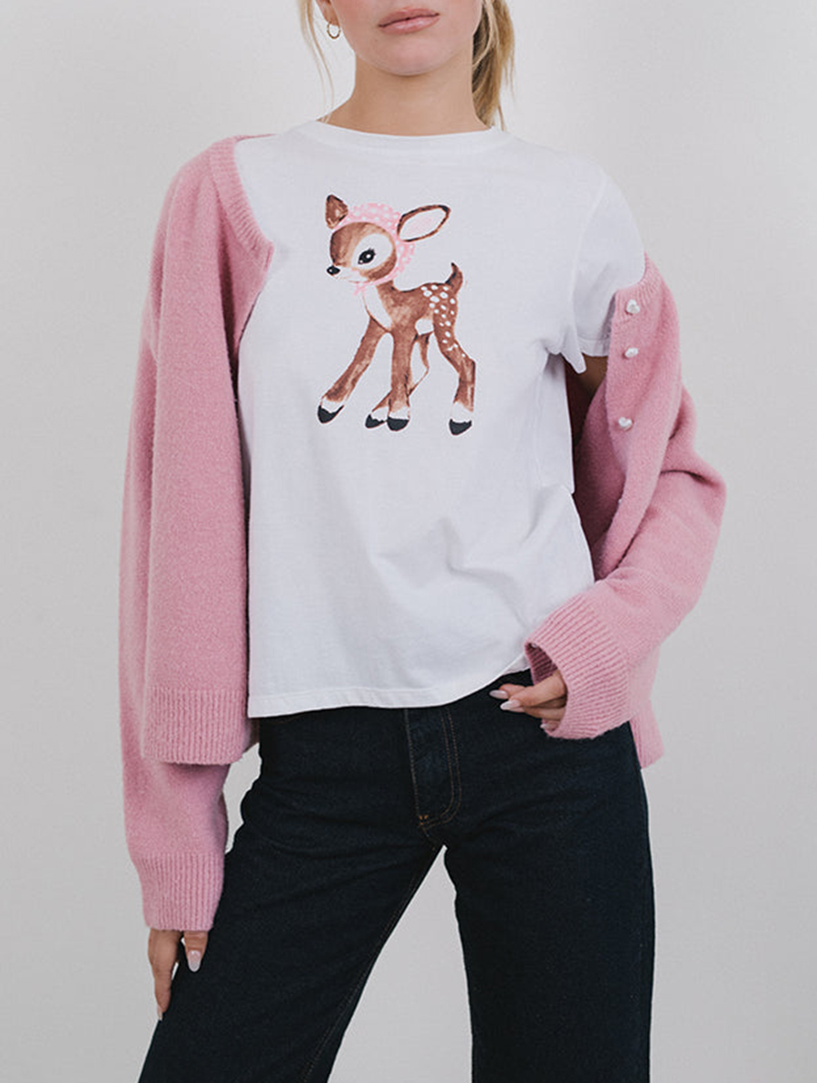 White Deer With Scarf Saki Tee