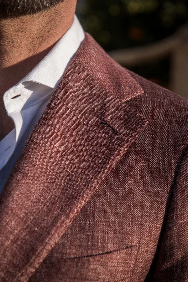 Burgundy Linen And Wool Jacket