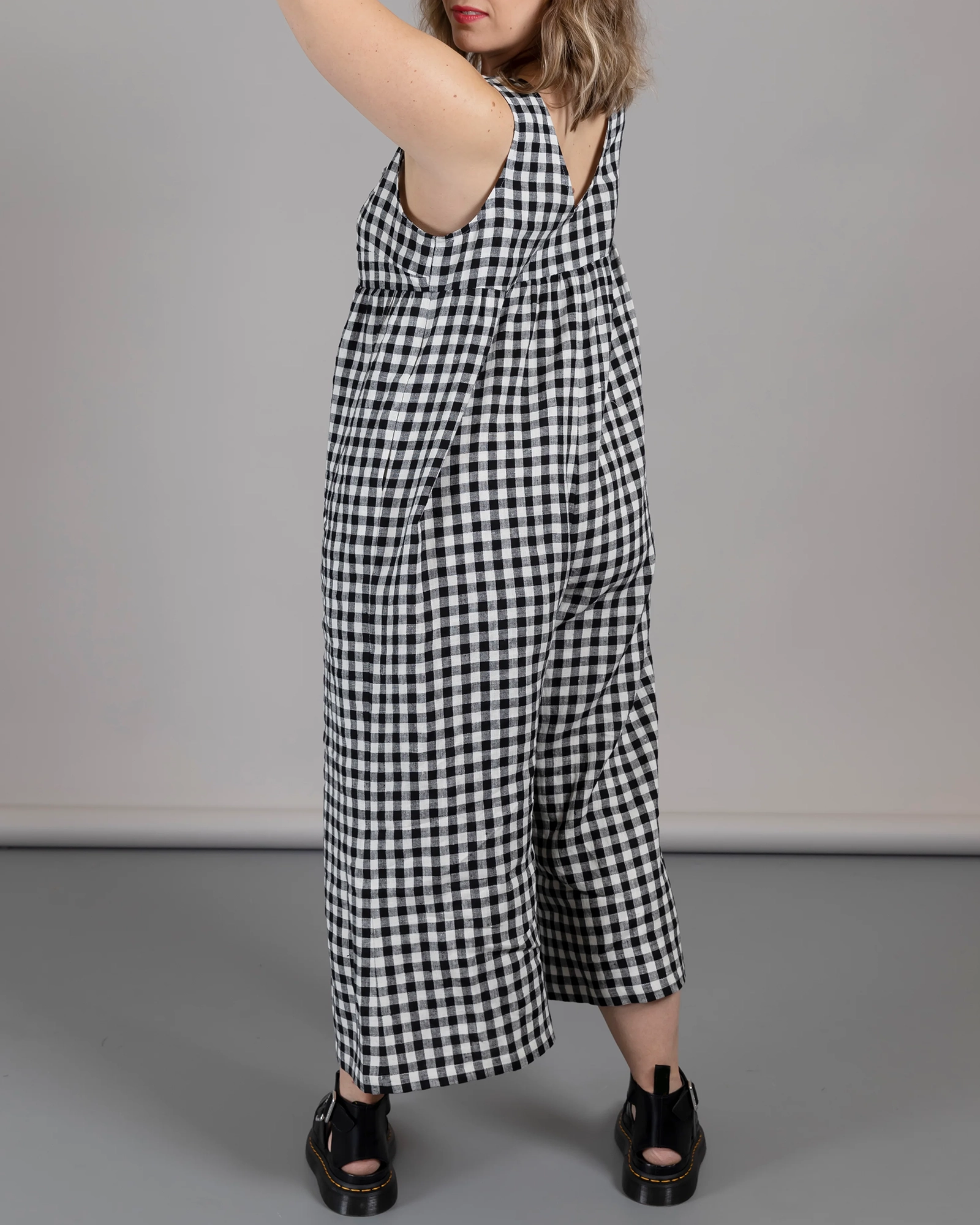 BLACK AND WHITE GINGHAM JUMPSUIT