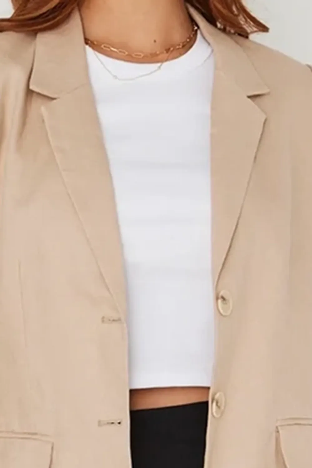 Aster Desert Sand Linen Single Breasted Longline Blazer