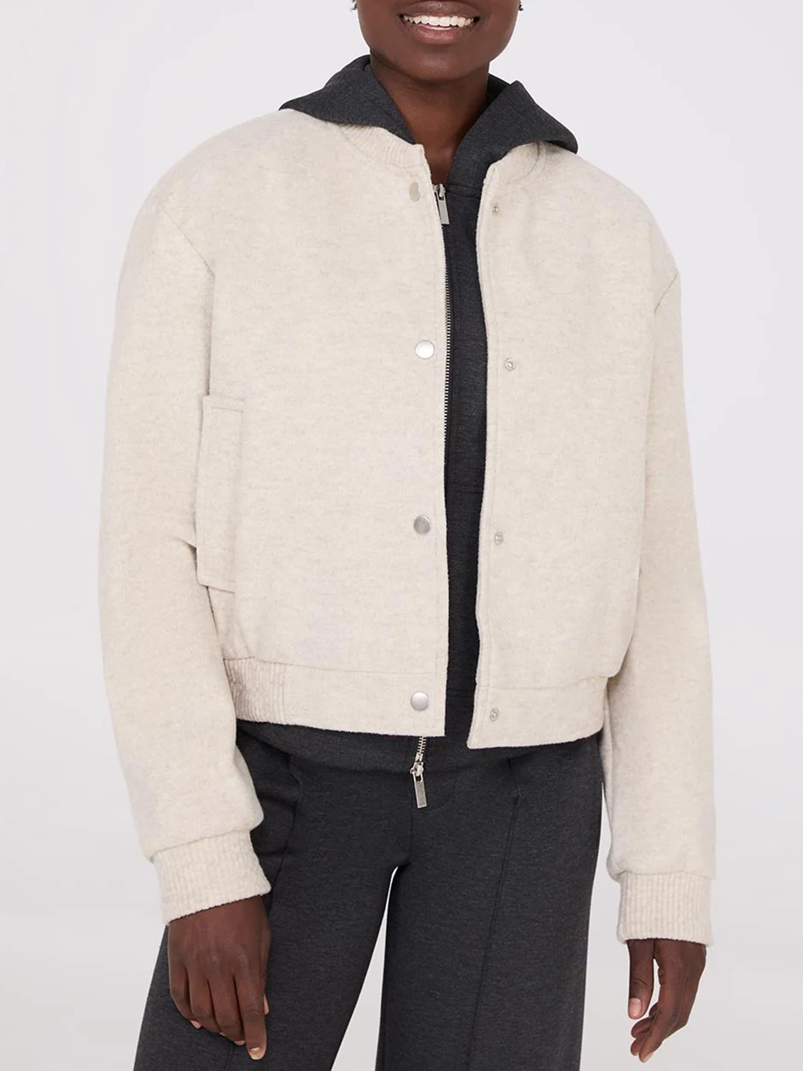 Button-Front Bomber Jacket