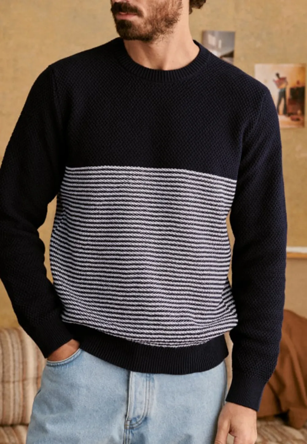 Bennett Sweater-Navy＆Ecru