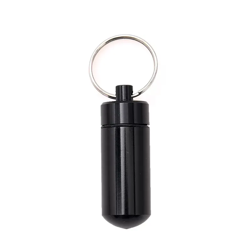 New Key Chain Medicine Pill Bottle Box Cache Drug Holder Container Keychain Aluminum Storage Case Medicine Container box