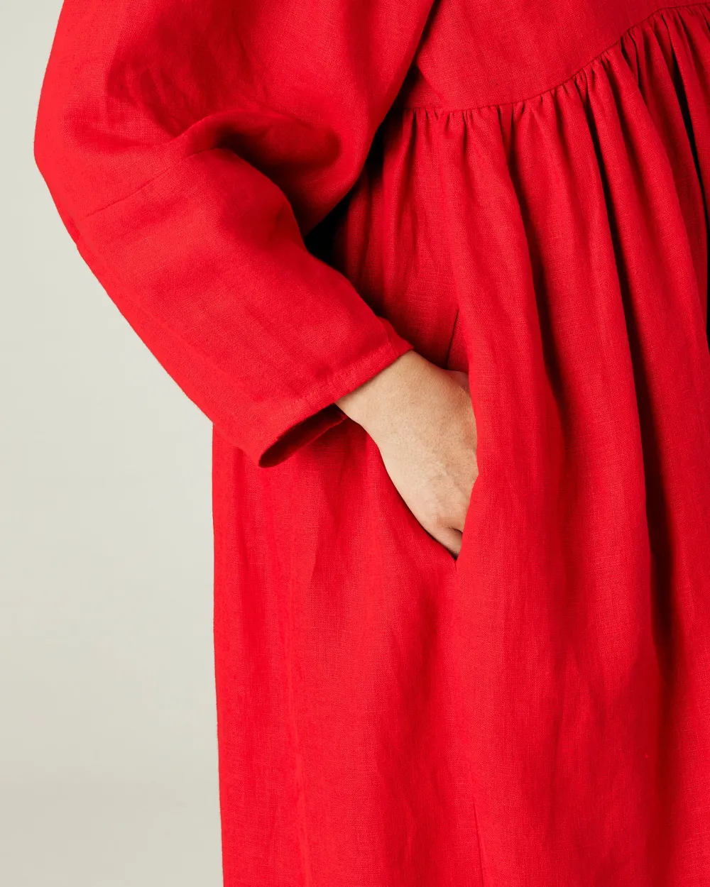 RED LINEN DRESS