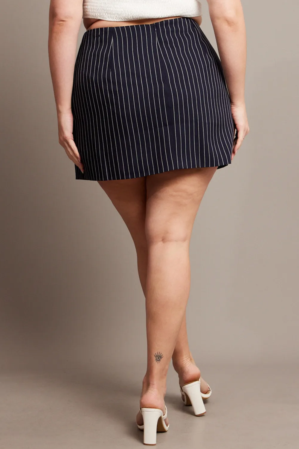 Blue Stripe Pinstripe Mini Skirt