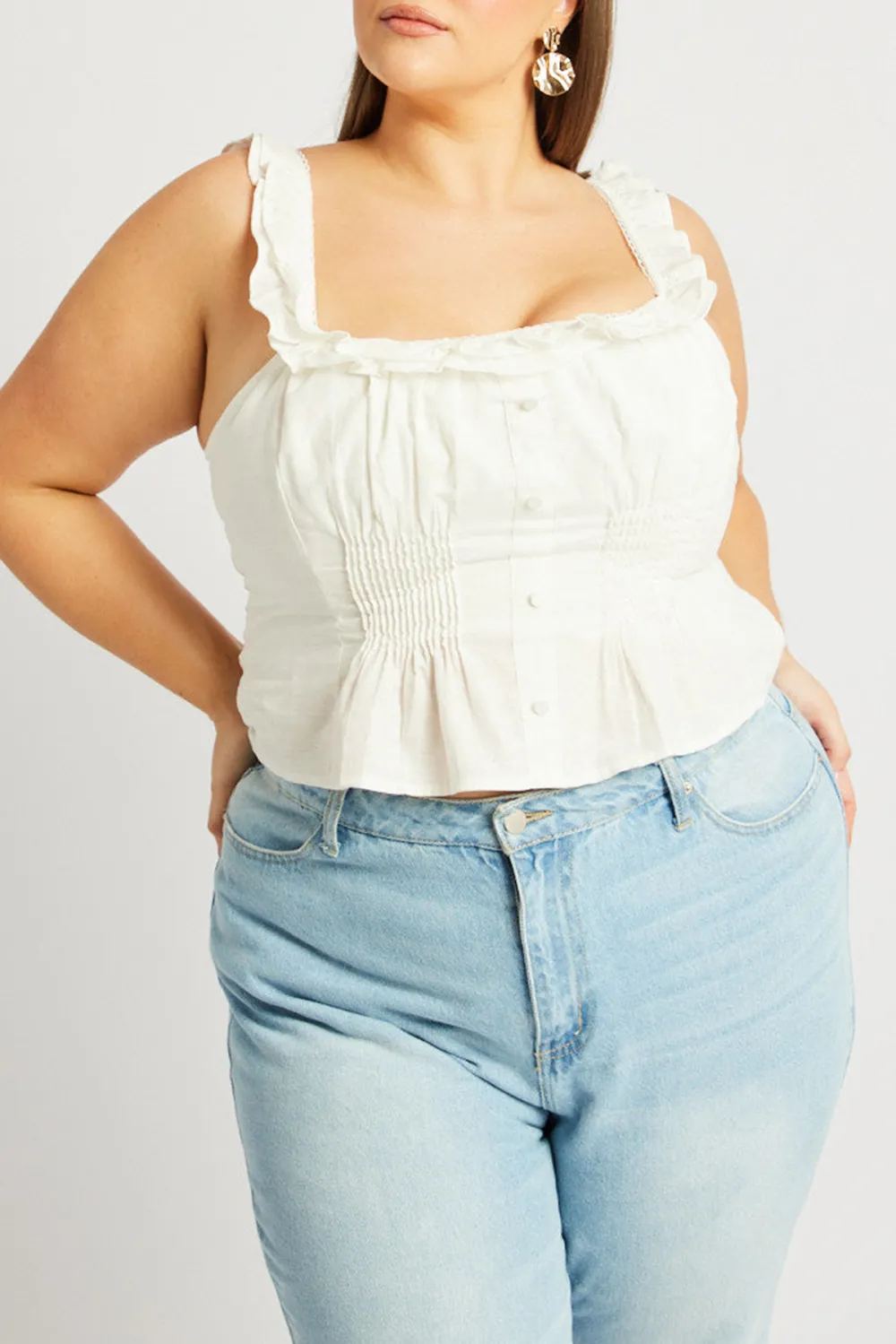 White pleated top sleeveless