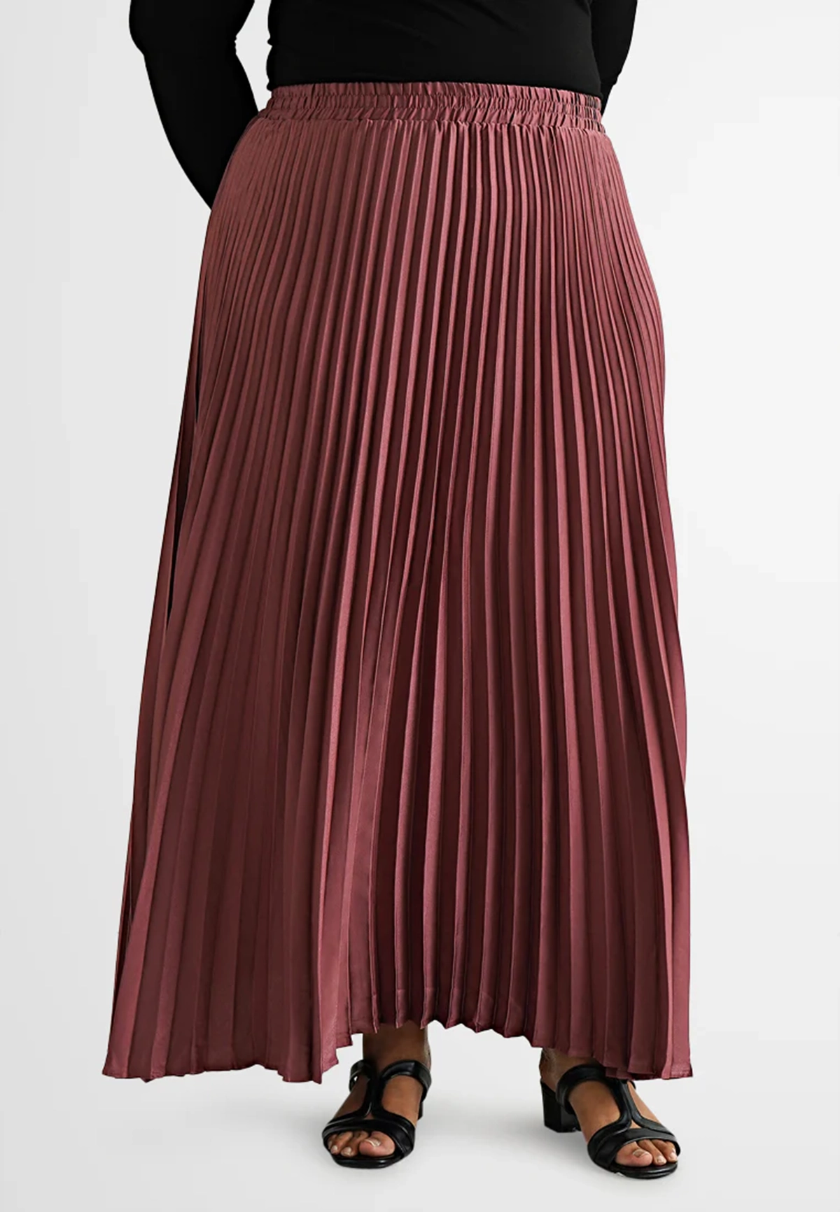 Satin Pleated Flare Skirt