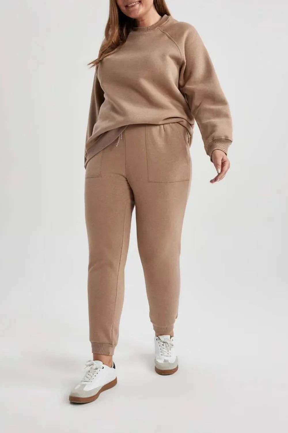 Jogger High Waist Thick Sweatshirt Fabric Trousers