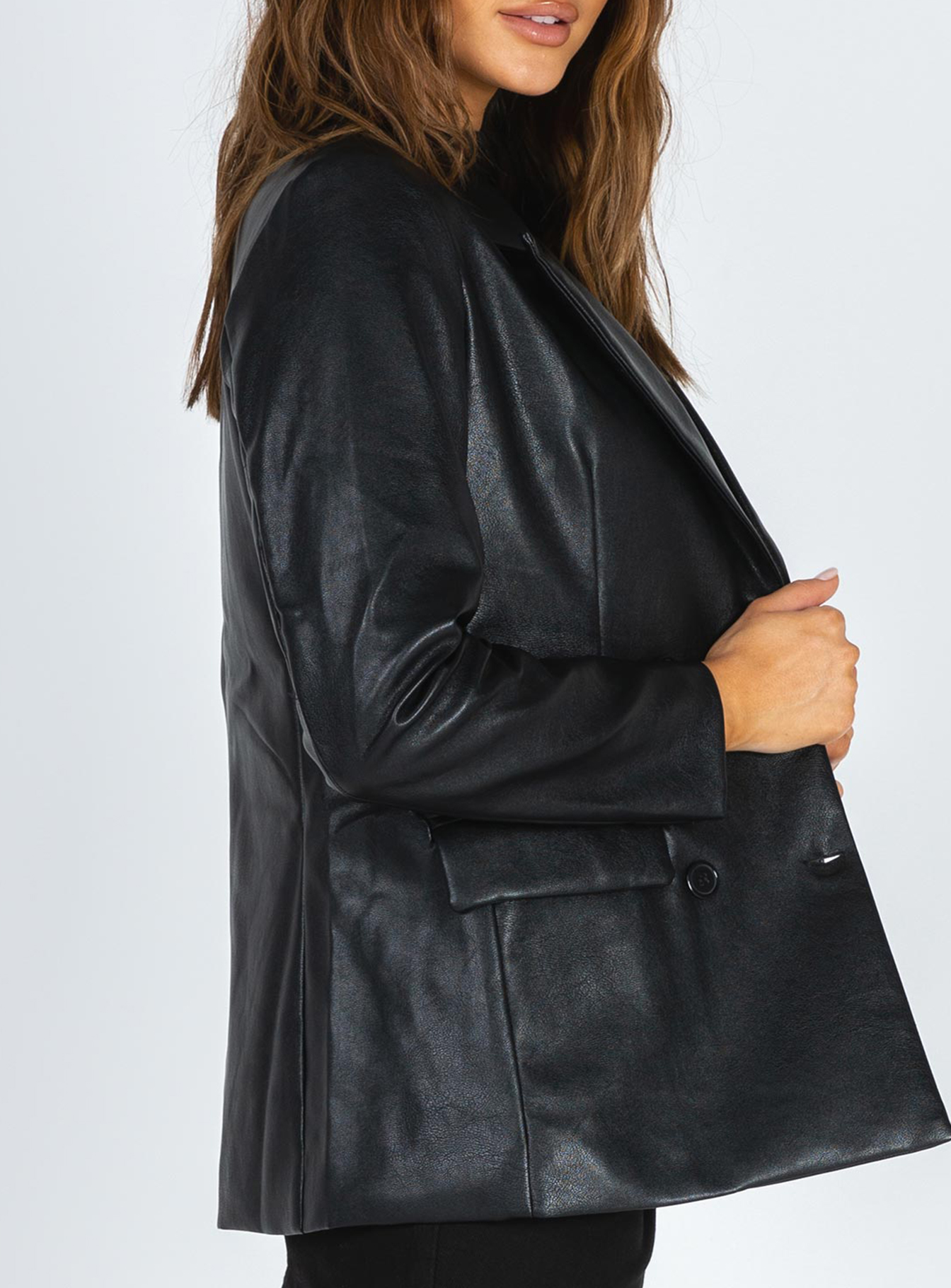 Ellen Faux Leather Blazer