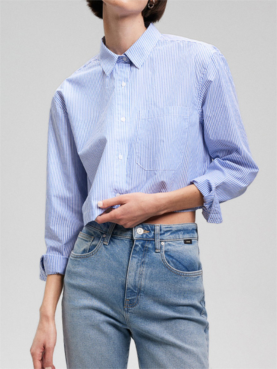 Cropped Button-Up Shirt