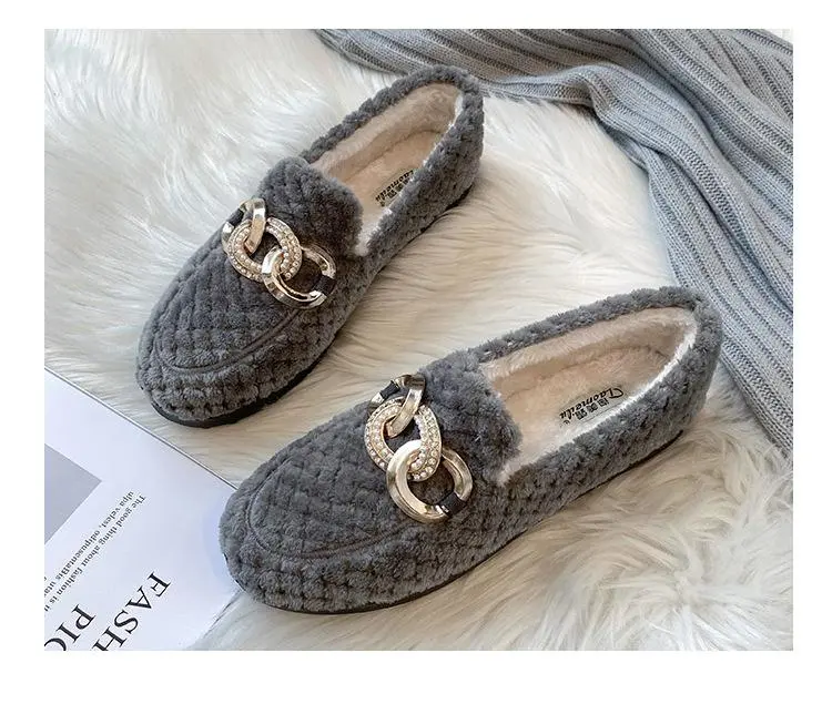 Cilool Furry Flats Loafers Fu61