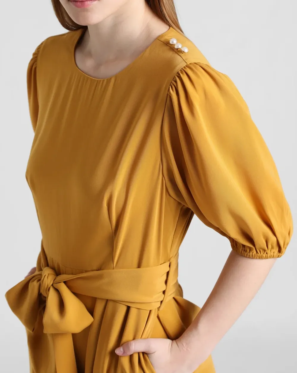 Yellow Tie-Up Belt Jumpsuit