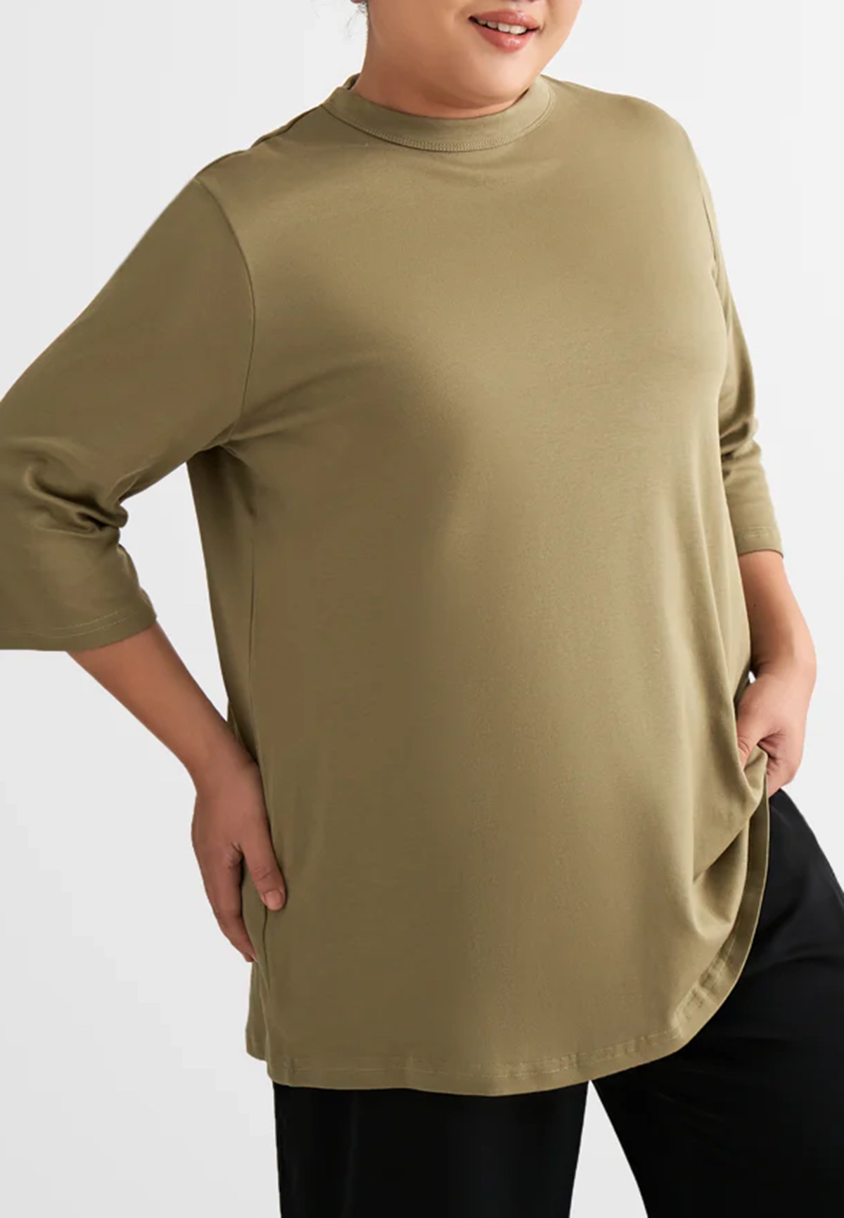 Half Sleeve Crew Neck Long Tee