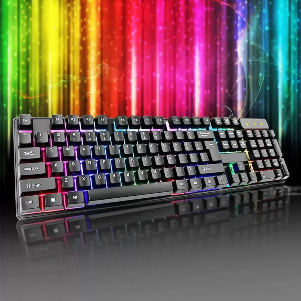 104 Keys USB Wired Blue Switch 9 Modes RGB Backlight Desktop Laptop Mechanical Gaming Keyboard for Home Office