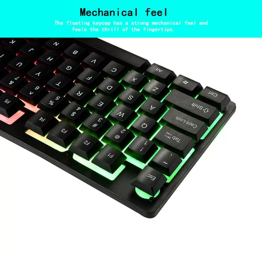 104 Keys USB Wired Blue Switch 9 Modes RGB Backlight Desktop Laptop Mechanical Gaming Keyboard for Home Office