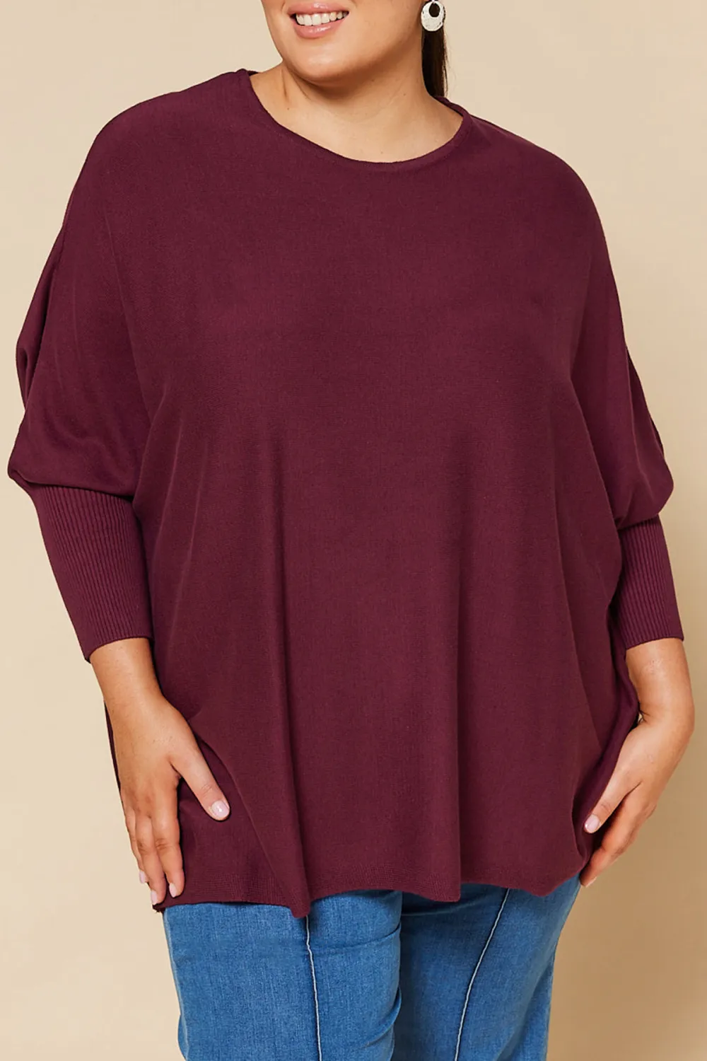 Mia Oversized Jumper In Plum