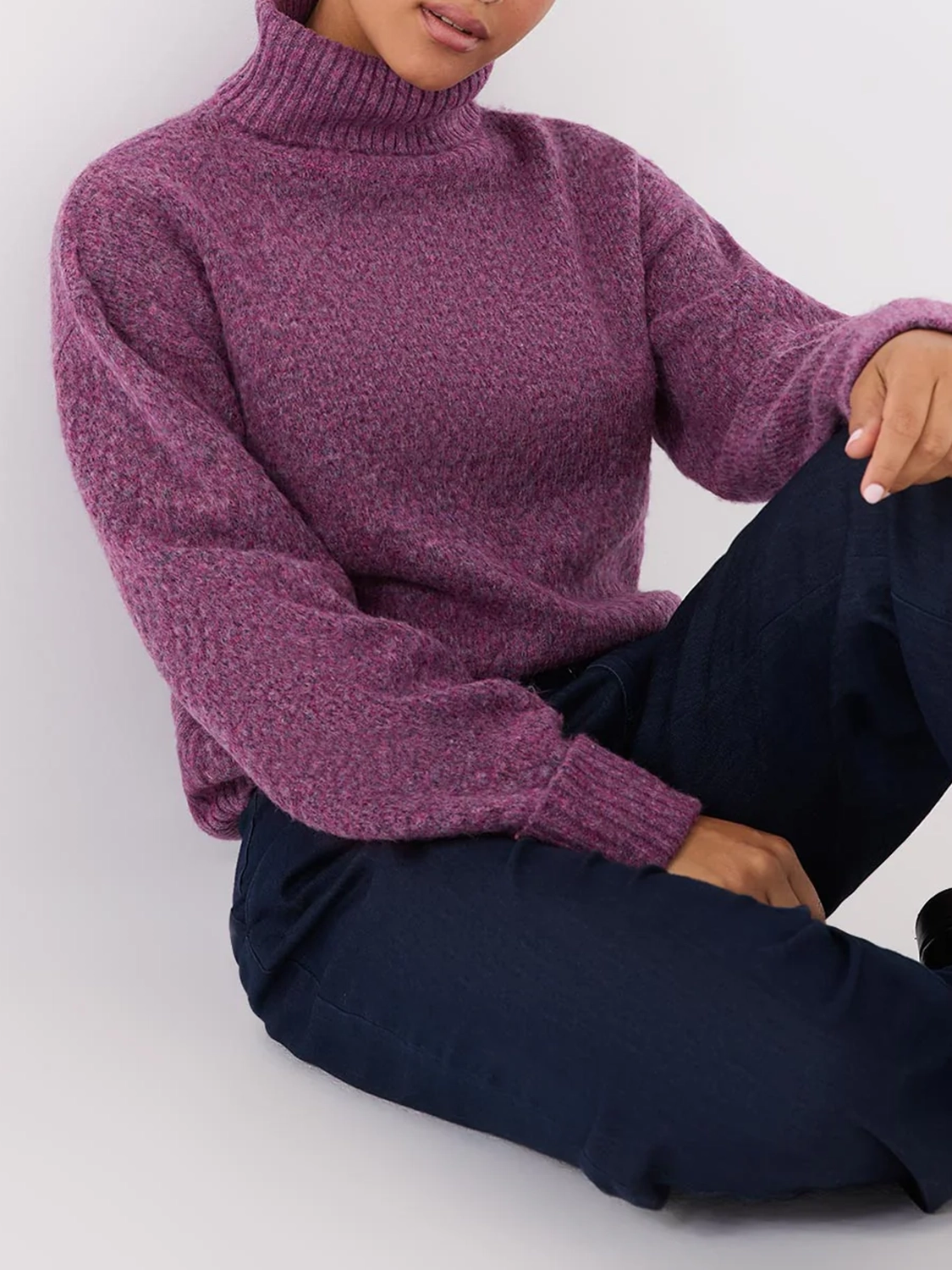 Melange Diamond Honeycomb Stitch Sweater