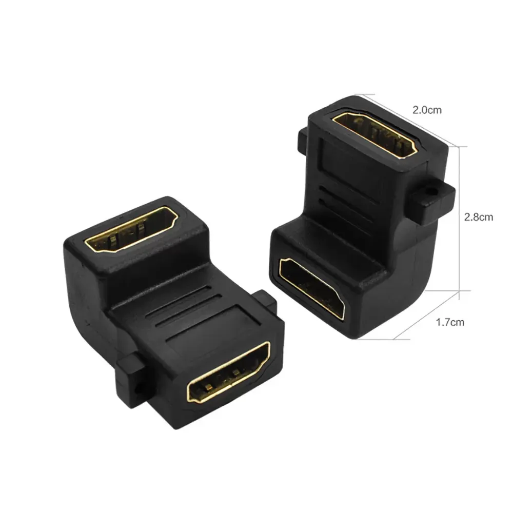 HDMI FeMale to HDMI Female Angle of 90 Degree L Wall Plate Adapter Connector with Fixed Ears