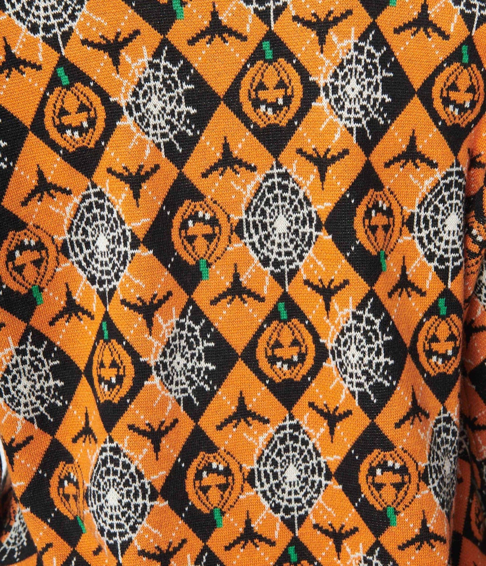 Black And Orange Spooky Argyle Fiona Cardigan