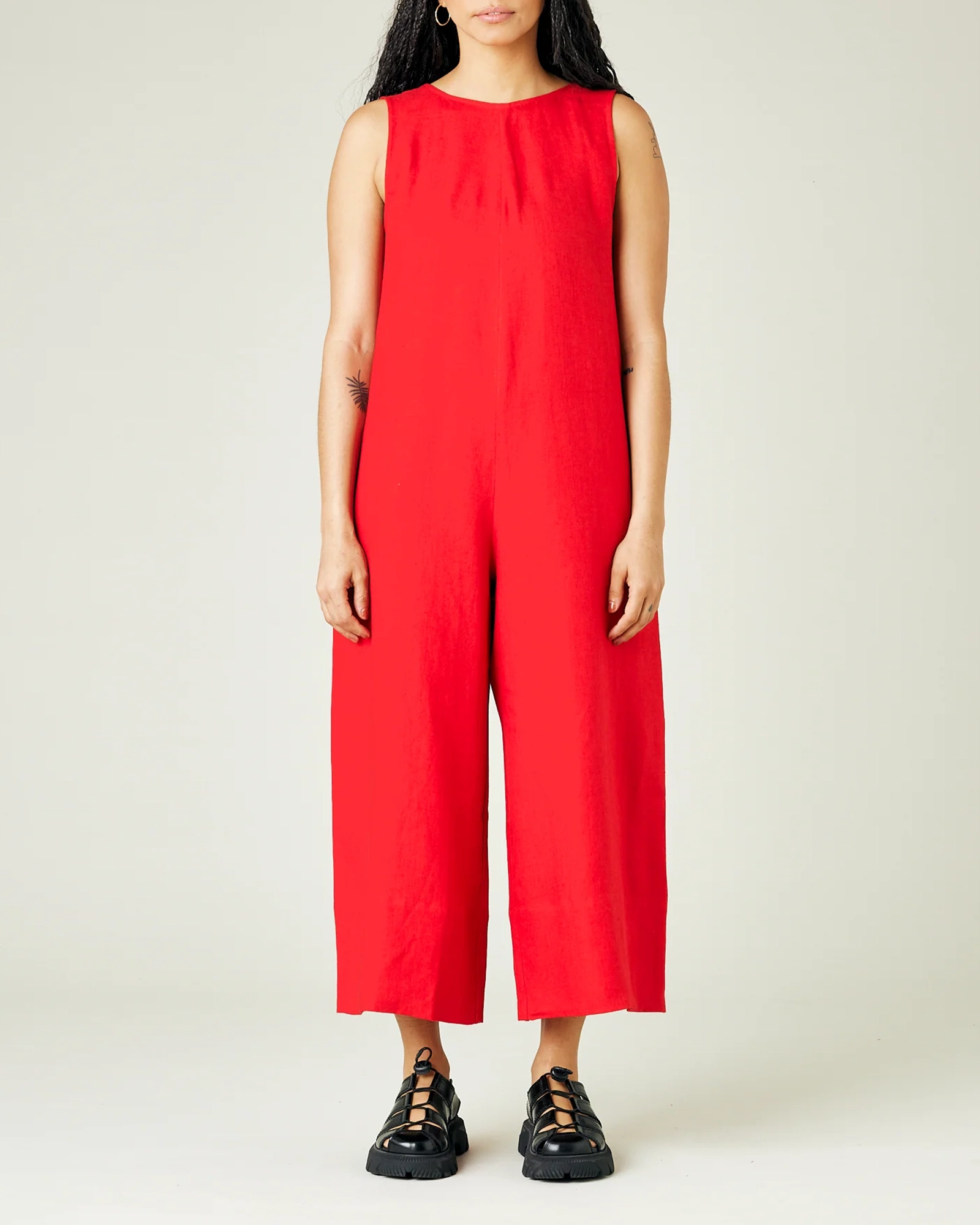 RED LINEN JUMPSUIT