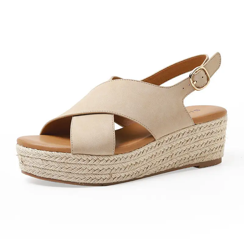 Cilool Cross Strap Comfortable Platform Women Sandals