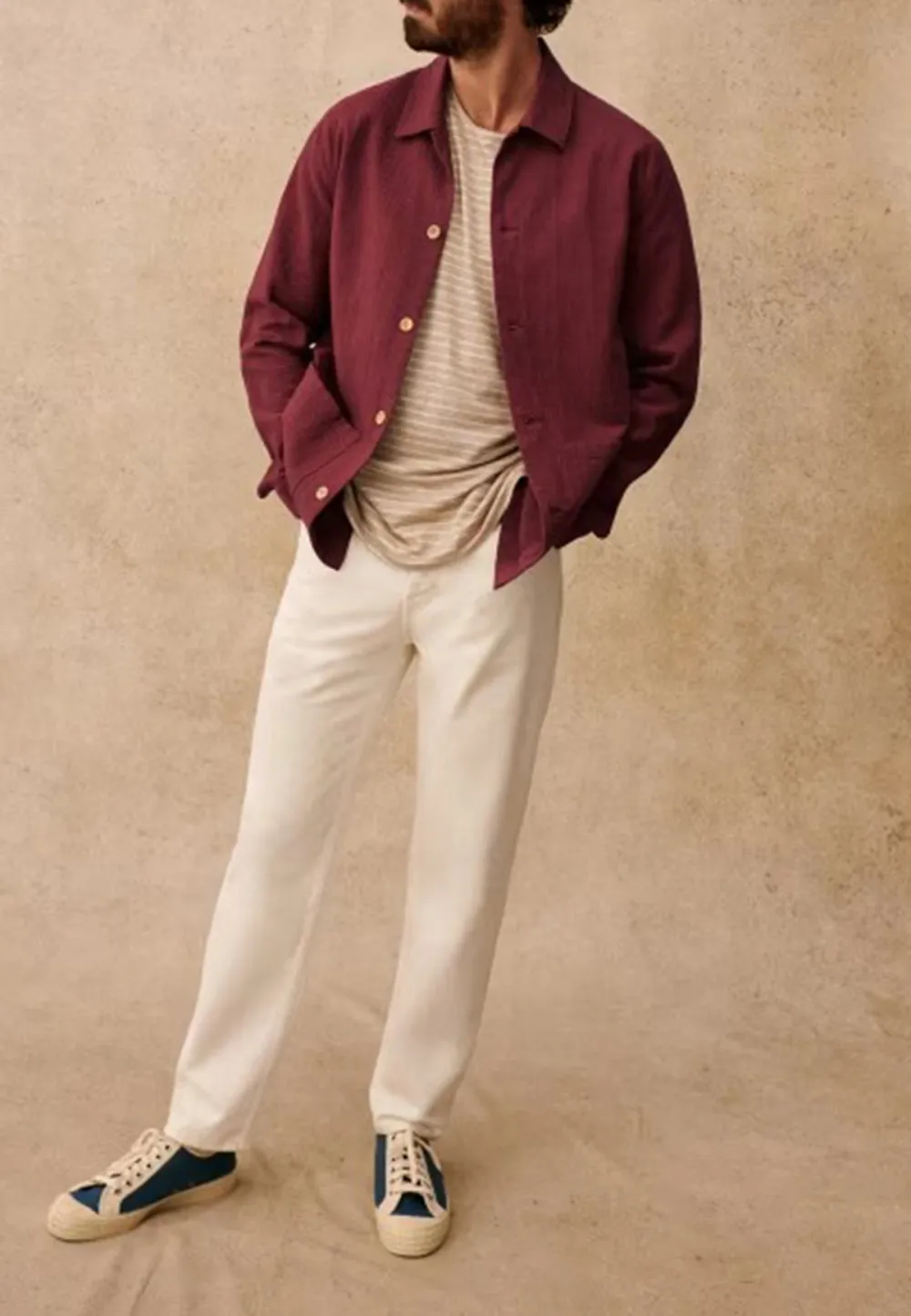 Tim Coton Texture Jacket-Raspberry