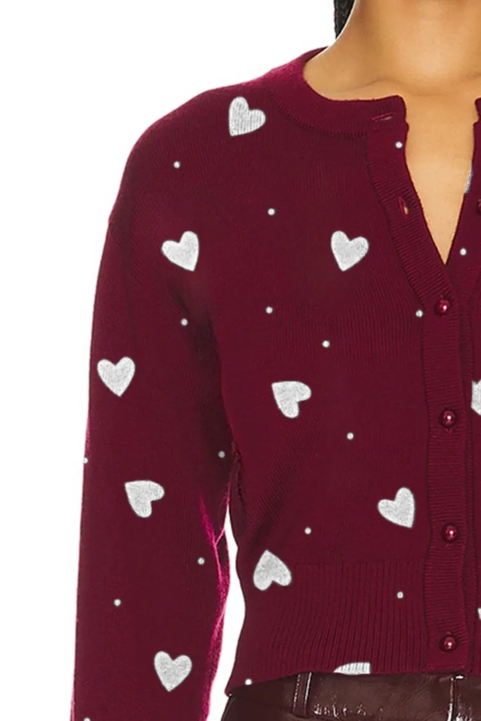 Love Embroidery Maroon Cardigan