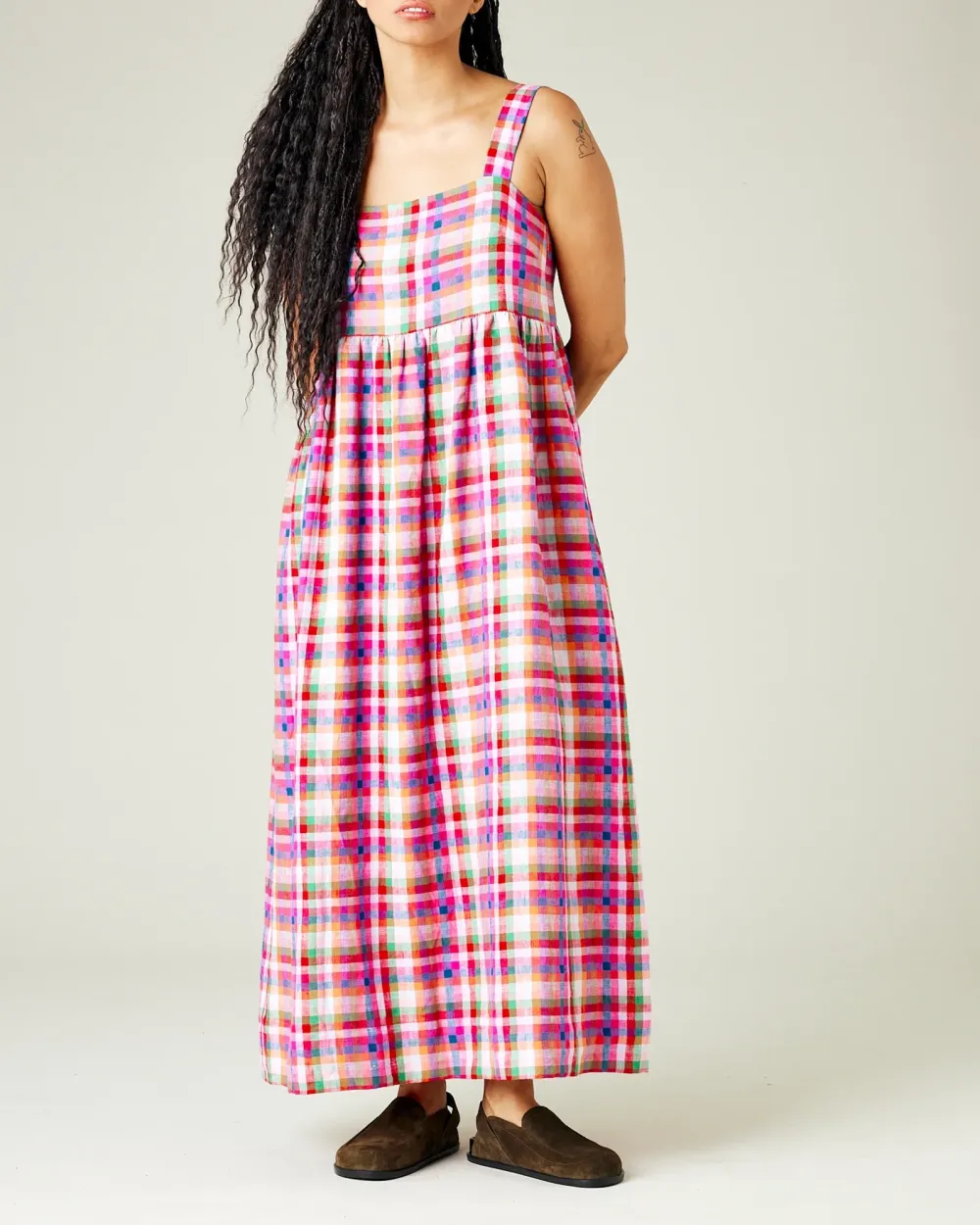 SONNY CHECK LINEN DRESS