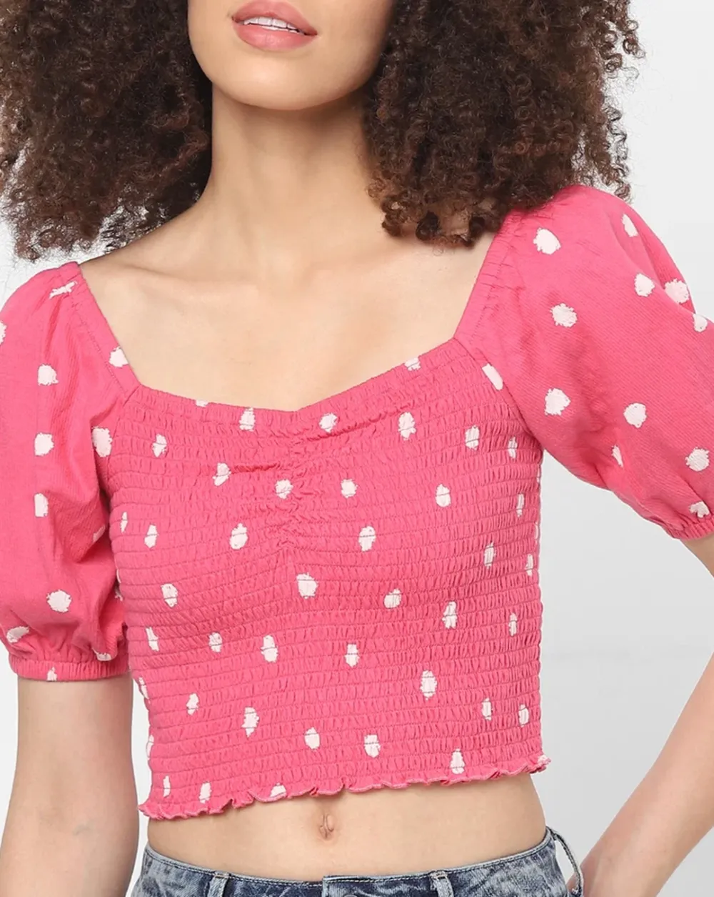 Pink Printed Crop Top