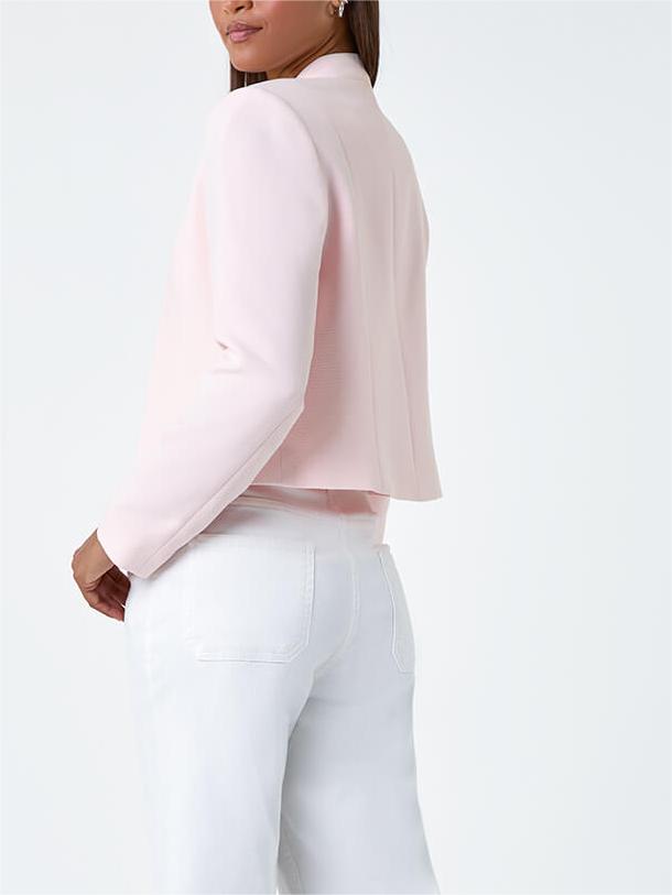 Pink Textured High Neck Jacket