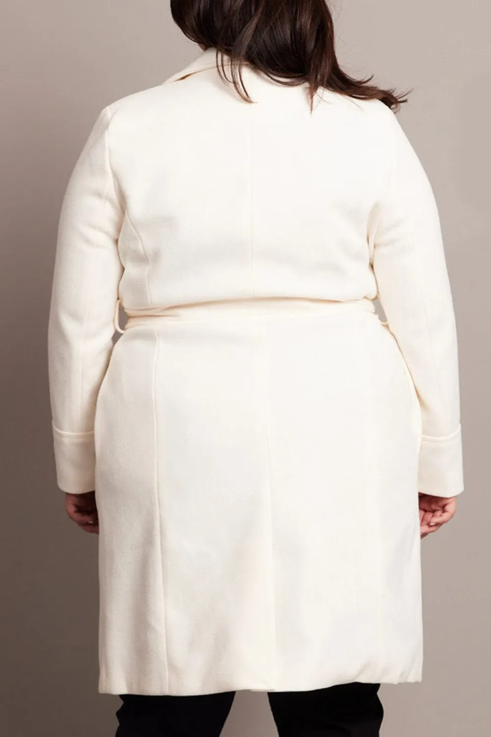 White Long Belted Wrap Coat