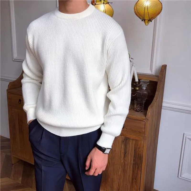 Gentleman's Casual Cashmere Knit Crew Neck Sweater