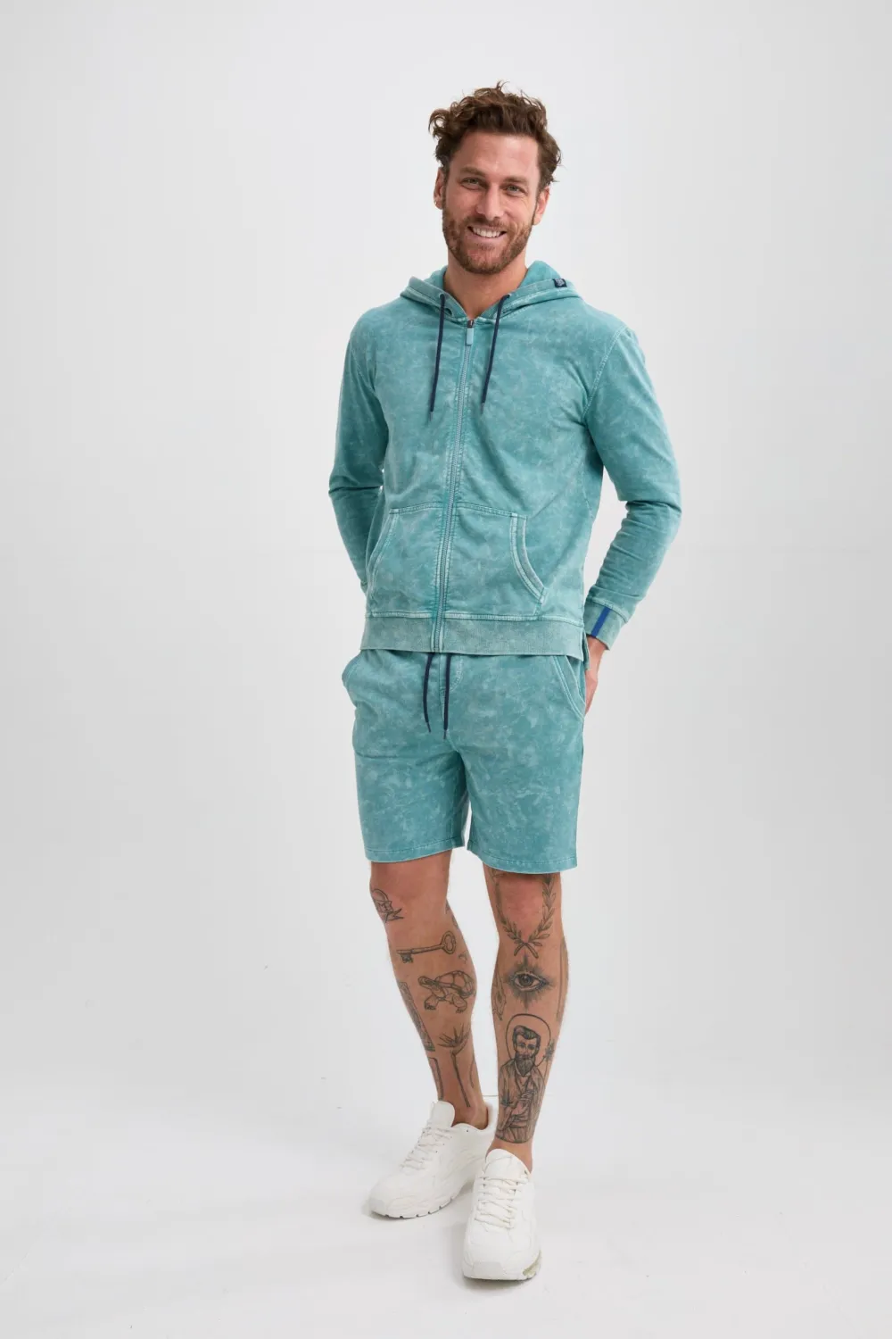 Coral Blue Fleece Zip Hoodie