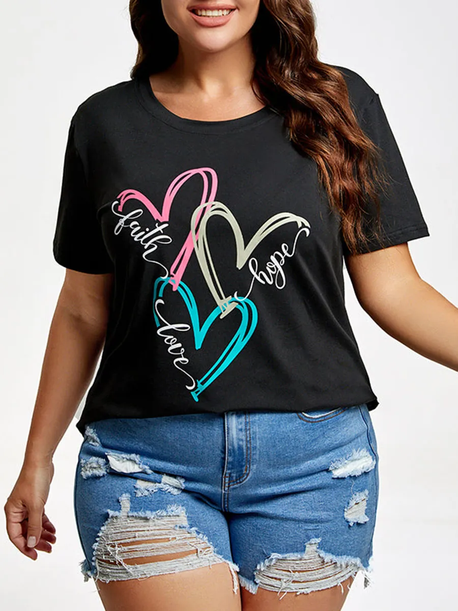 Plus Faith Hope Love Heart Graphic Tee